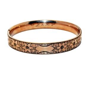 c1911 Antique Gold Filled Bangle Bracelet with Engraved Floral Pattern